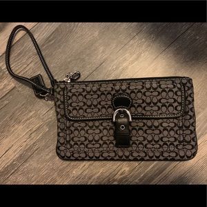 Authentic black coach signature C buckle wristlet